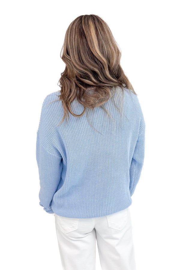 Instant Replay Light Blue With White Lining Sweater
