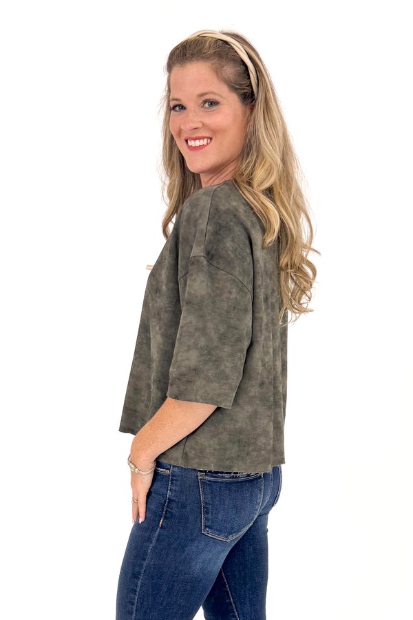 Out Of Office Washed Charcoal Short Sleeve Top