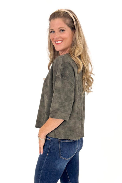 Out Of Office Washed Charcoal Short Sleeve Top