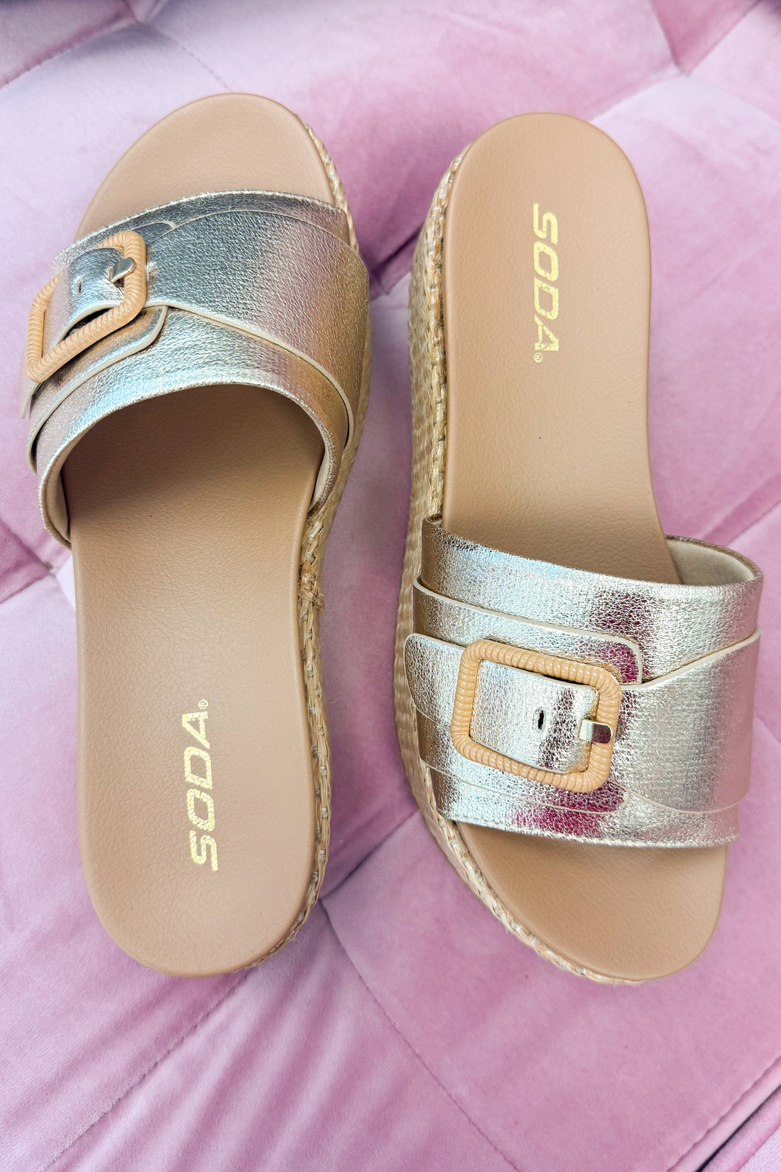 Lulah- Gold Platform Buckle Sandals