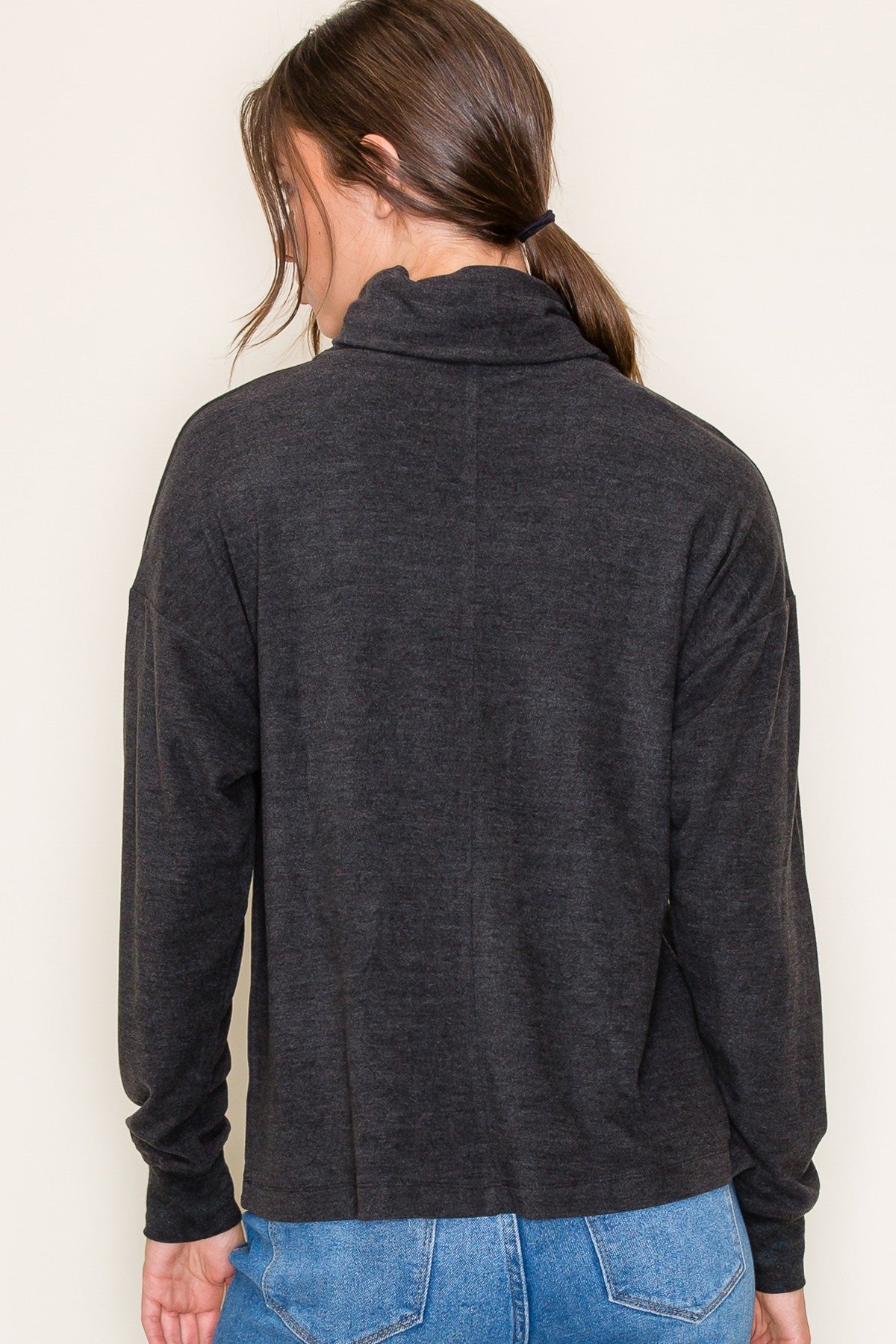 Soft Landing Charcoal Turtleneck Top