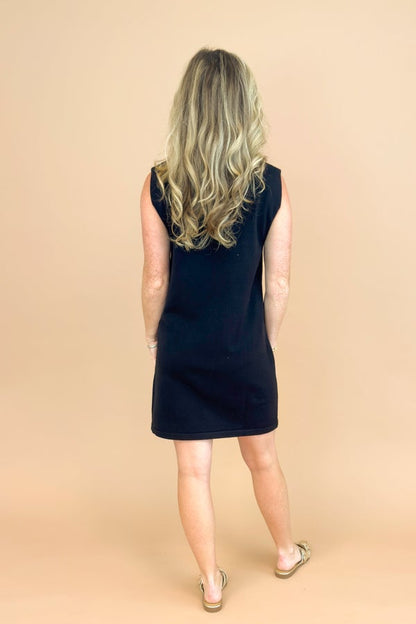 Worth The Chill Black Sleeveless Mock Neck Dress by Skies Are Blue
