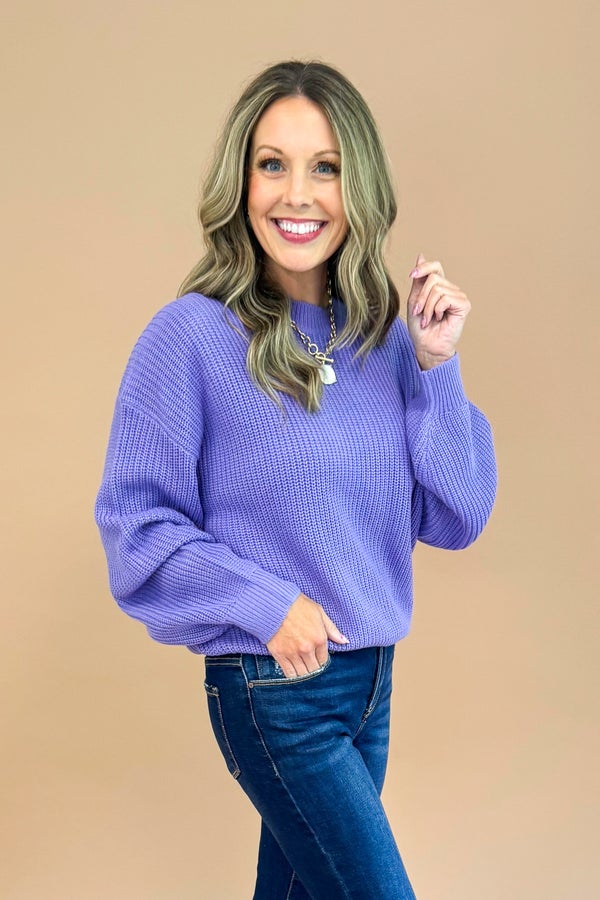 First &amp; Flawless Light Purple Knit Sweater