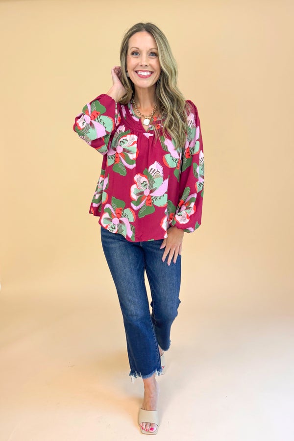 Janelle Top In Plum Center Stage by Mary Square
