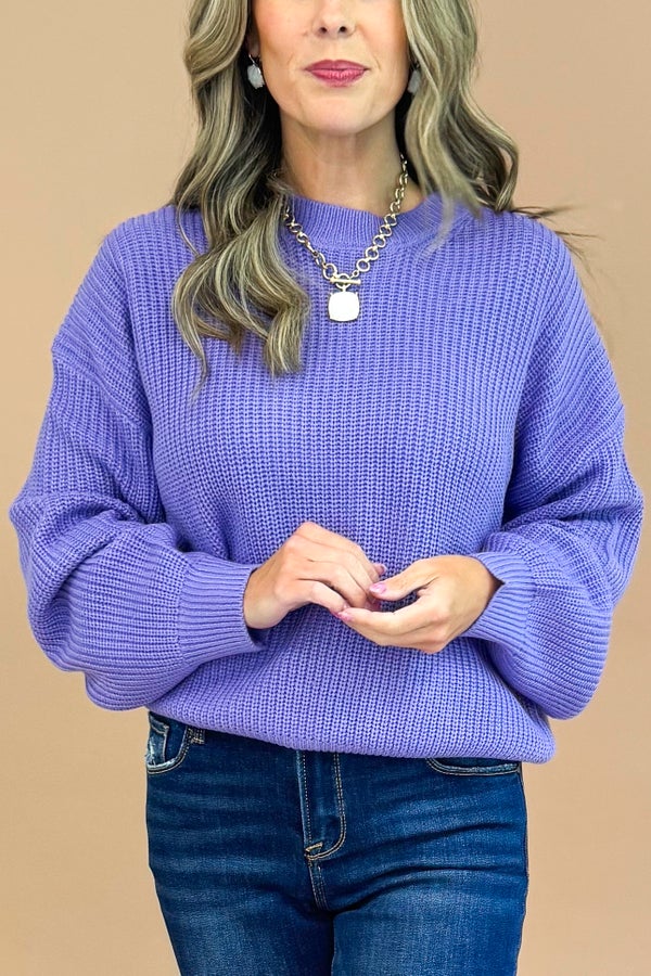 First &amp; Flawless Light Purple Knit Sweater