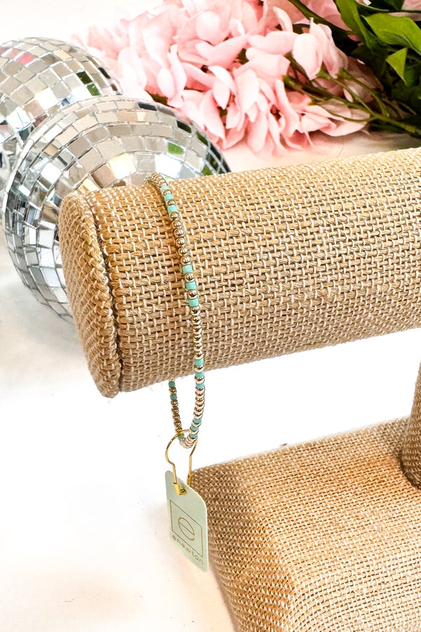 Hope Joy Pattern 2mm Bead Bracelet - Mint by e newton