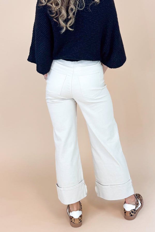 Sherry Sand Cuffed Jeans by Entro