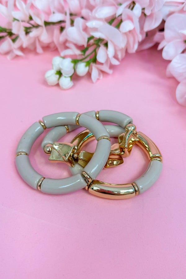 Annabel 3 Row Curved Cylinder Bracelet