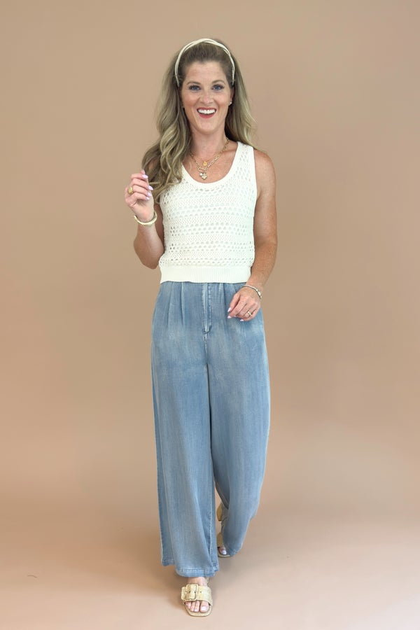 Vinyl Skies Denim Wide Leg Pants