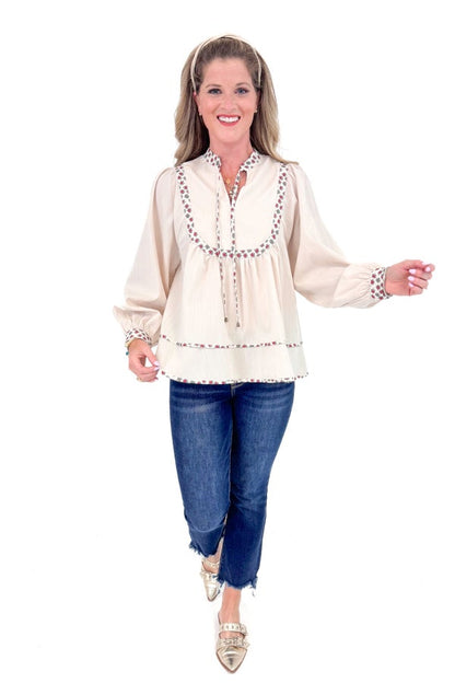 Daily Drip Ecru Floral Lined Top by Entro