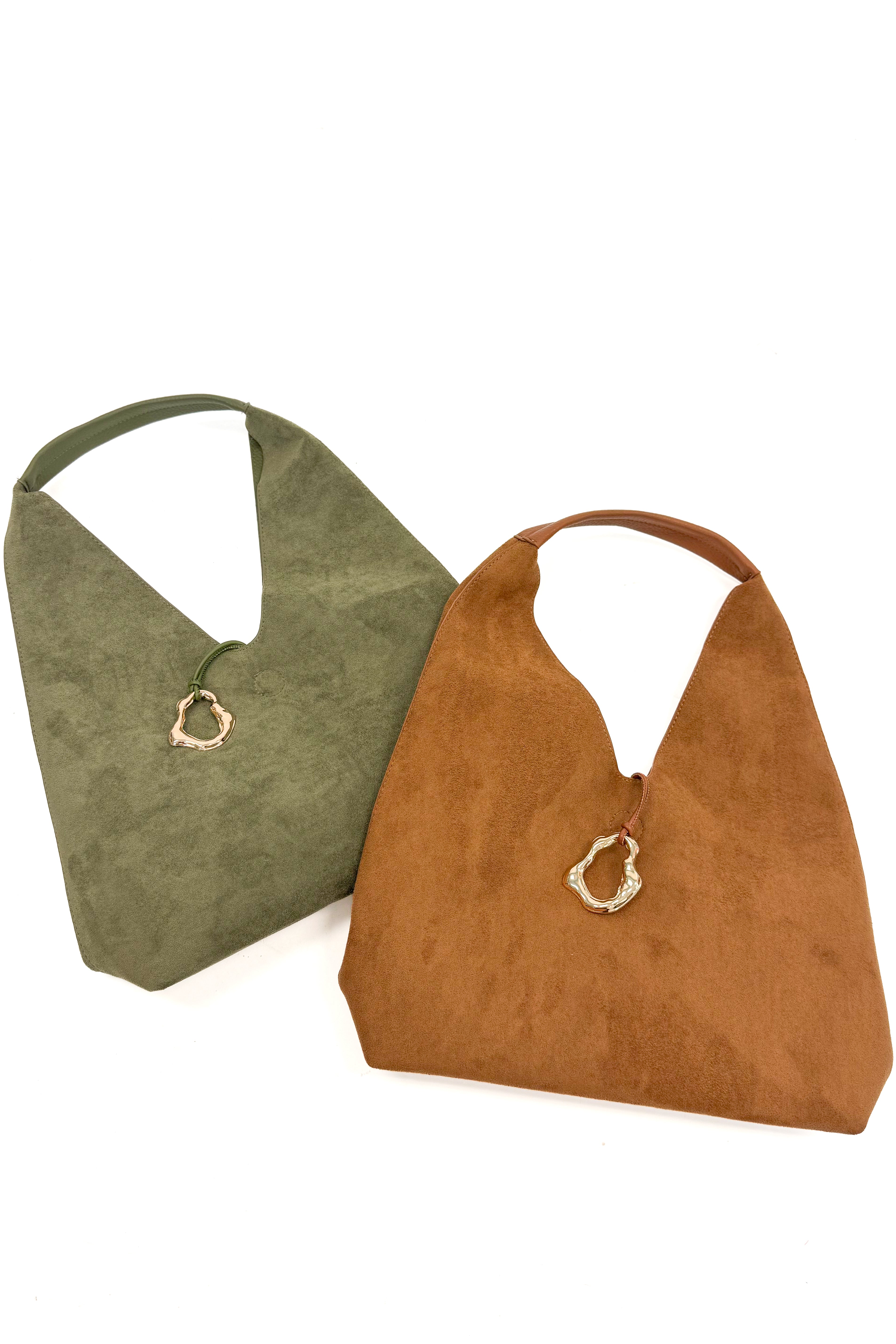 Noma Suede Bag with Gold Accent