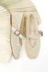 Accept- Cream Woven Flats top & side view