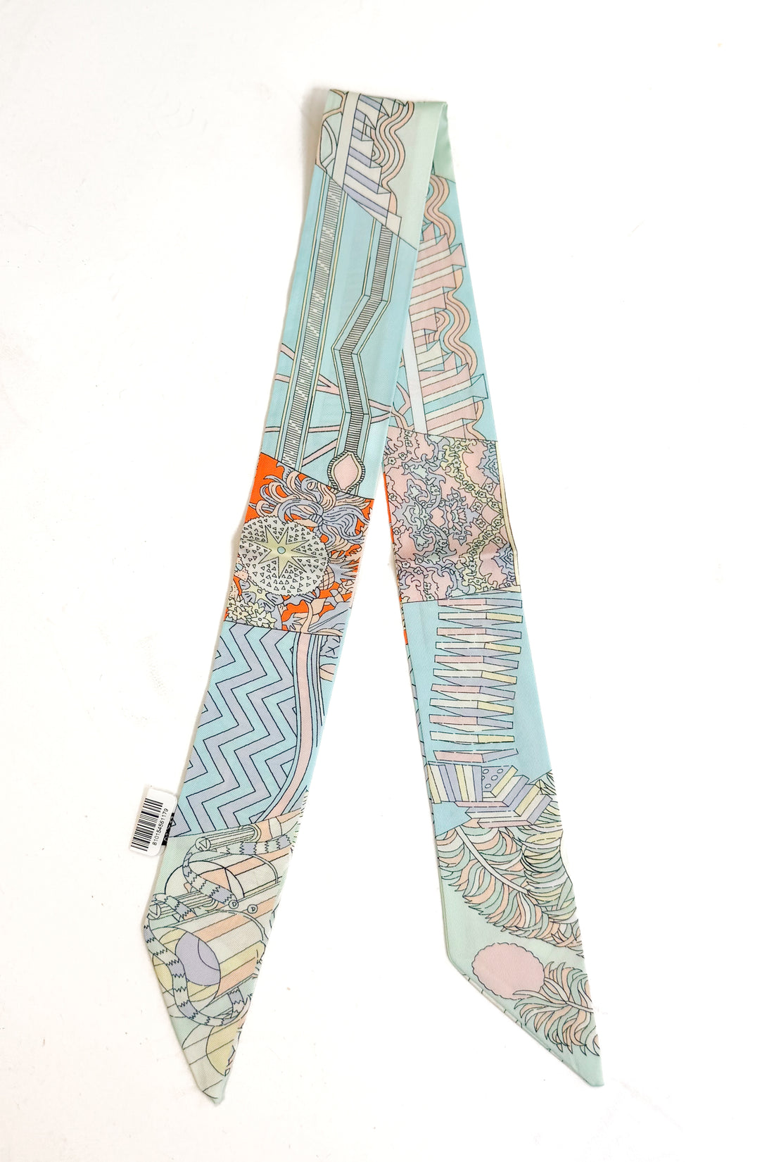 Colorful patterned scarf on a white background