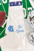 white and blue UNC collegiate wreath sash that says go heels with UNC logo