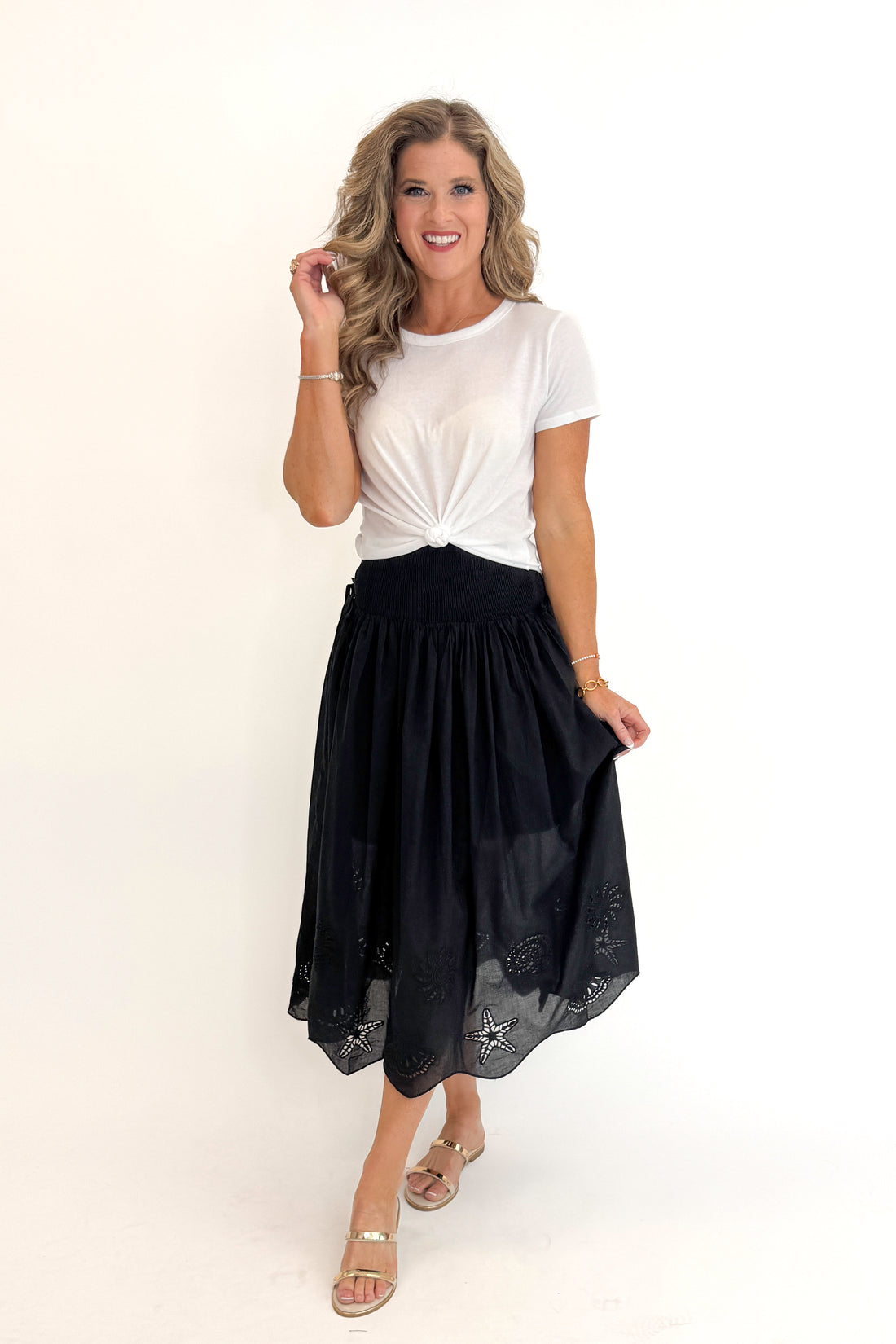 Front view of woman wearing Swagger Boutique&