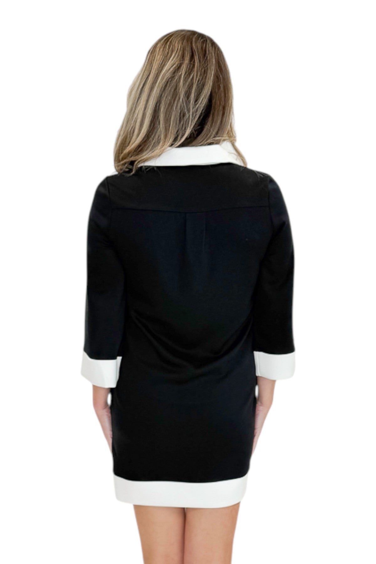 Black & Cream Color Block Shift Dress | Women's Boutique Style