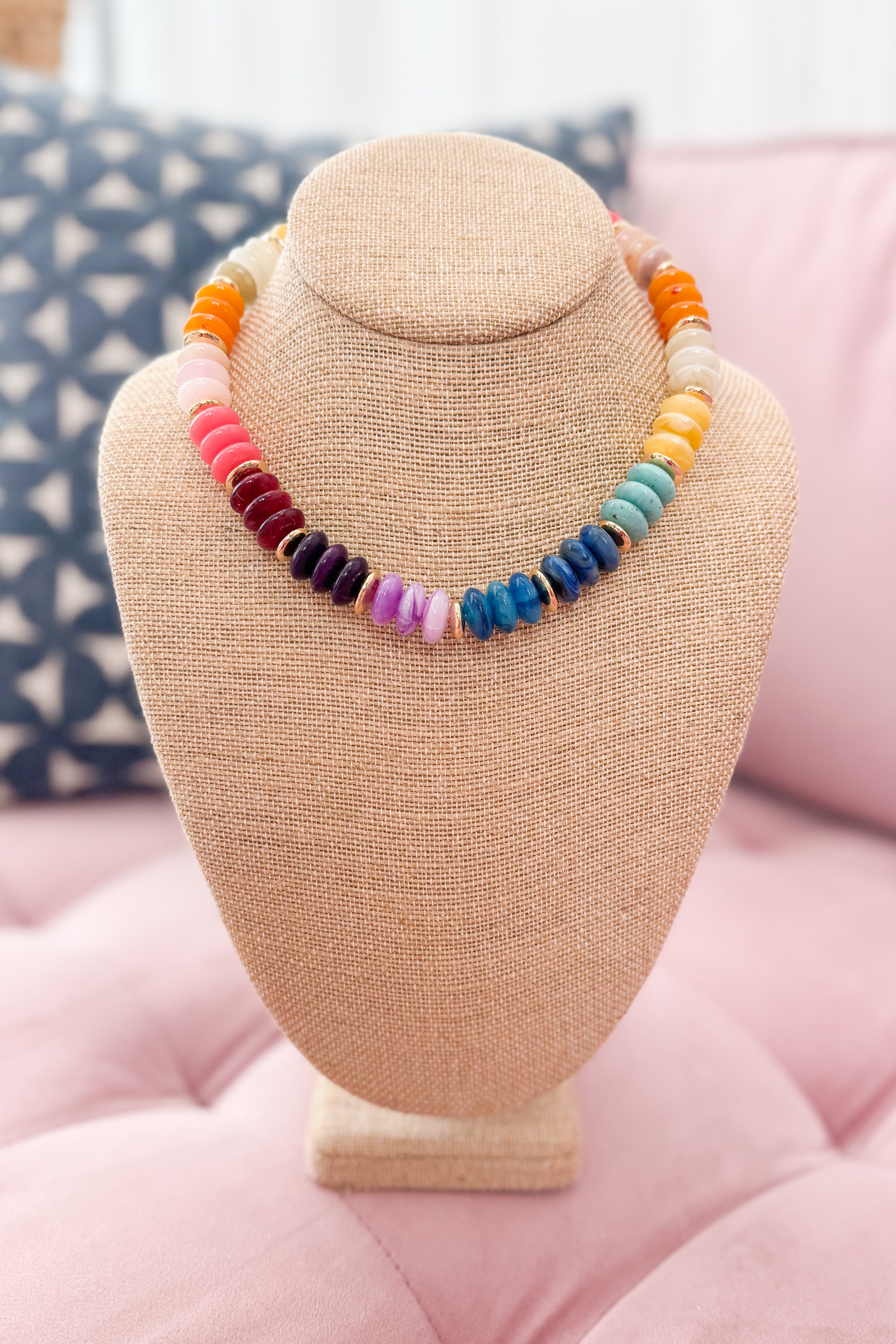 Ava Marbleized Rondelle Stone Necklace