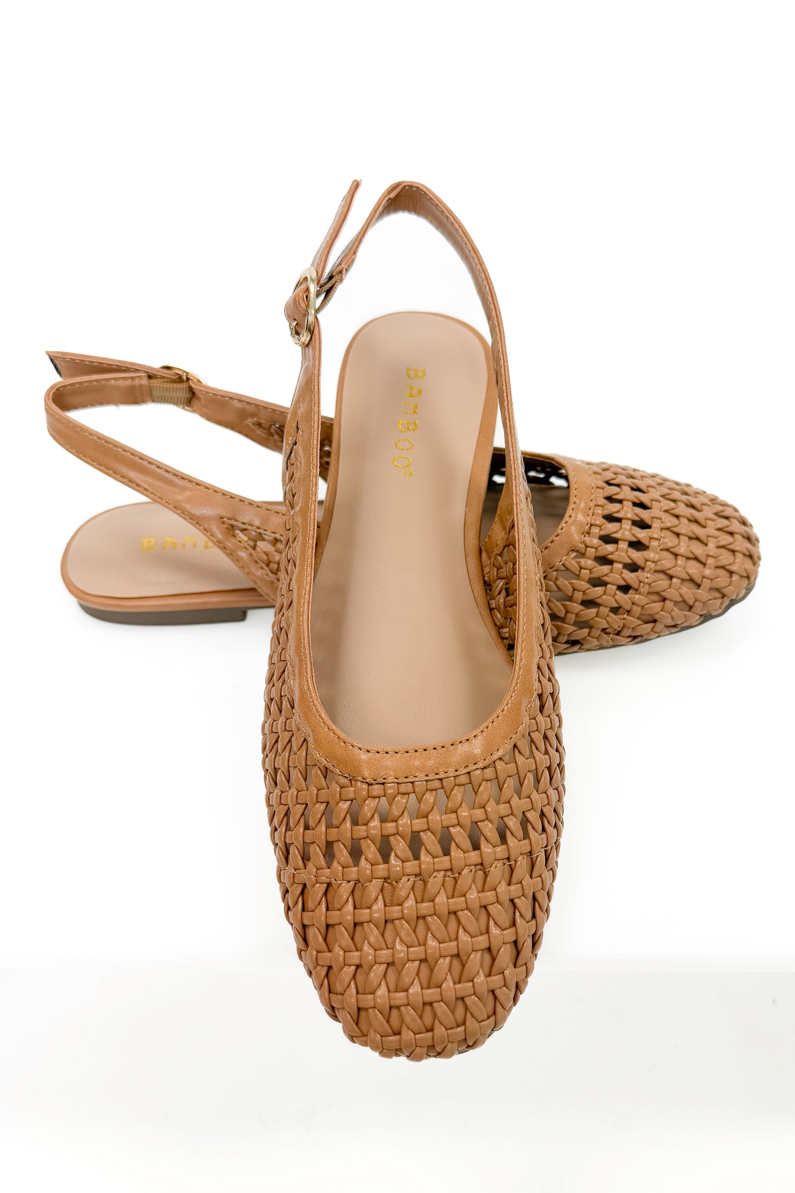 Caring- Tan Woven Slingback Flats