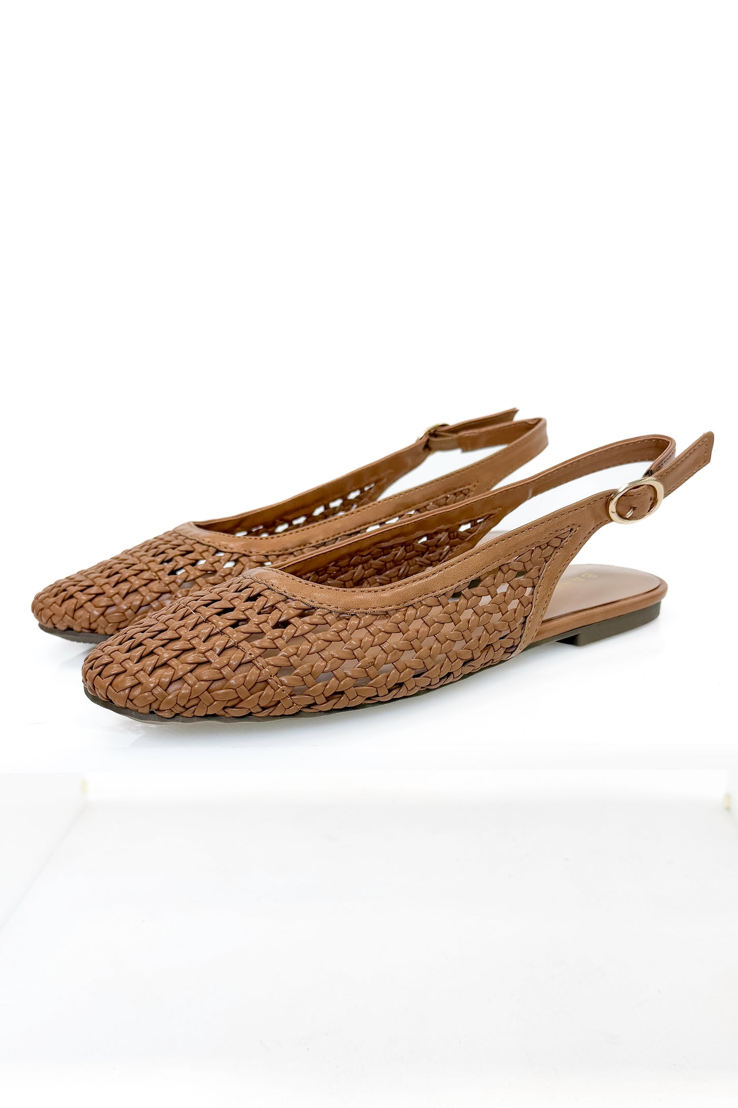 Caring- Tan Woven Slingback Flats