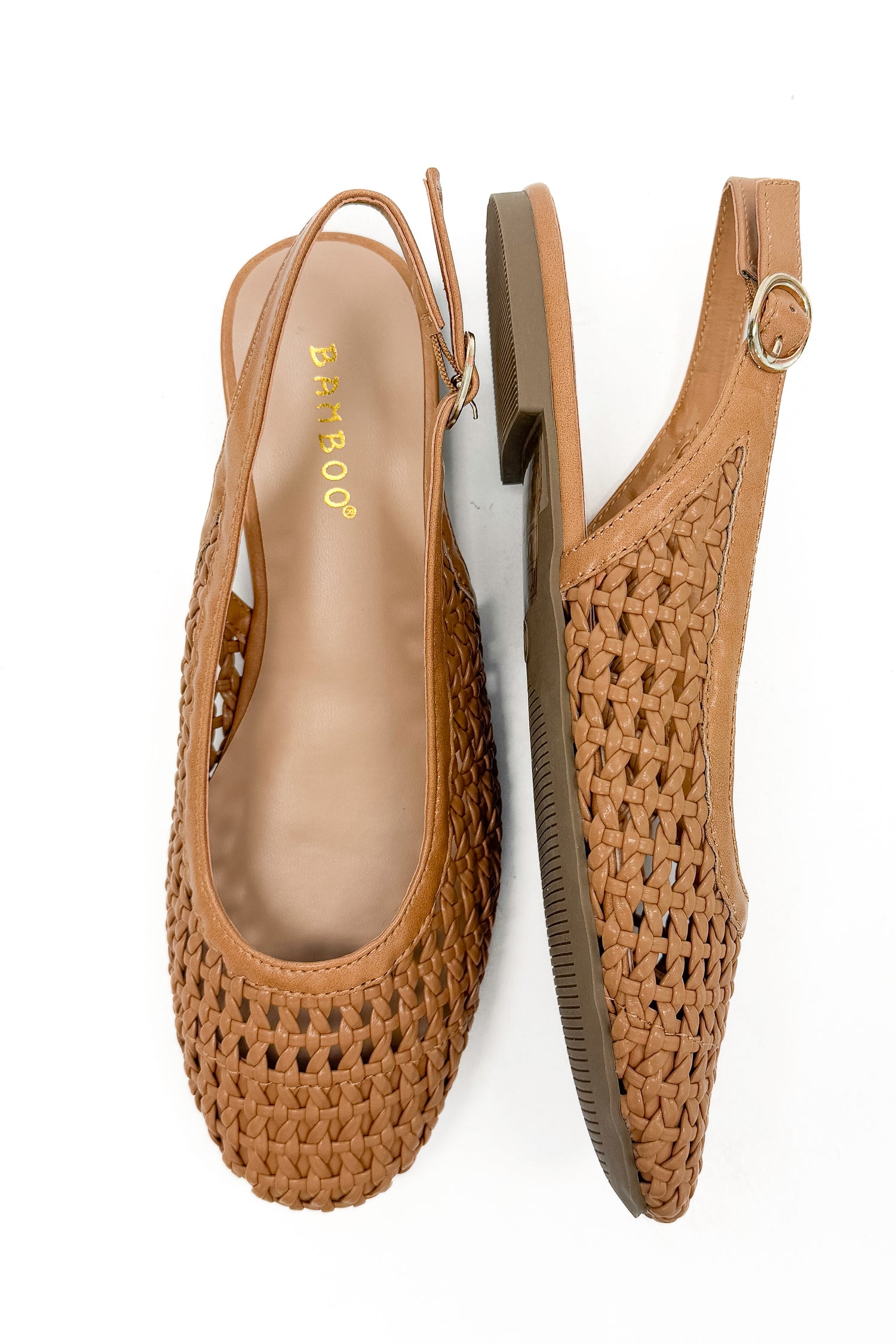 Caring- Tan Woven Slingback Flats