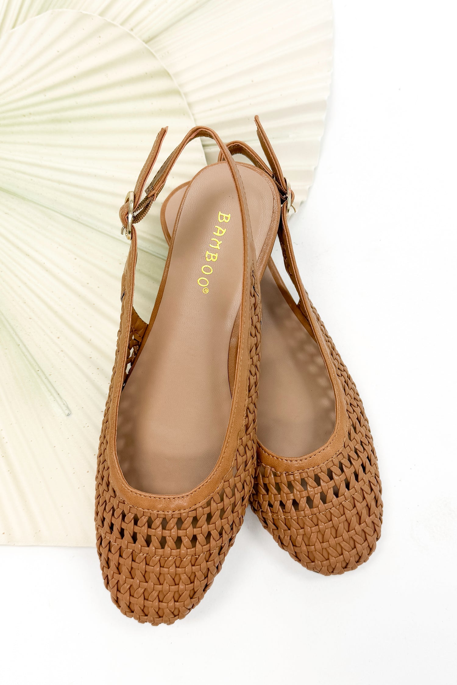 Caring- Tan Woven Slingback Flats