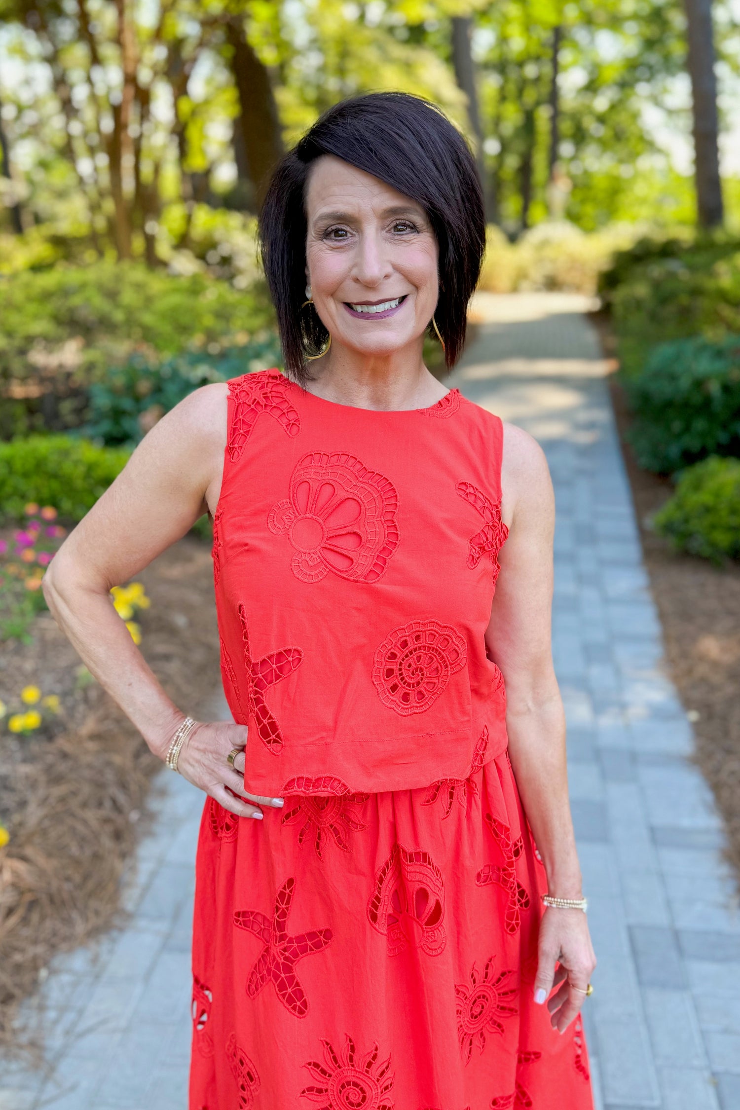 Coral Embroidered Tank | Eyelet Lace Top Women | Vacation Outfit Boutique   Swagger Boutique