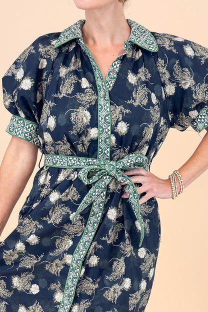 Don’t Be Shy Navy &amp; Olive Floral Printed Midi Dress