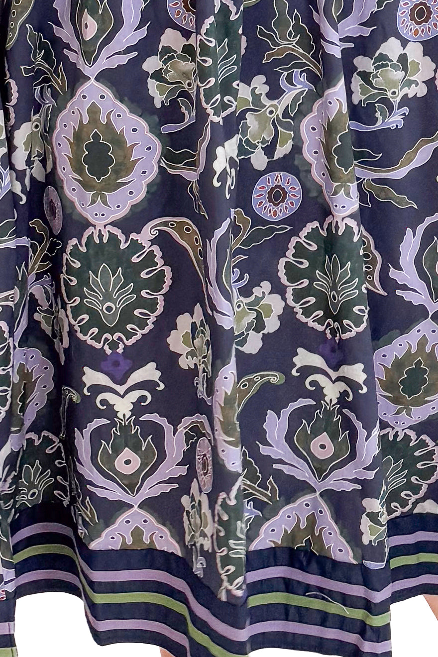Falling Into Place Purple and Navy Printed Midi Dress by Entro
