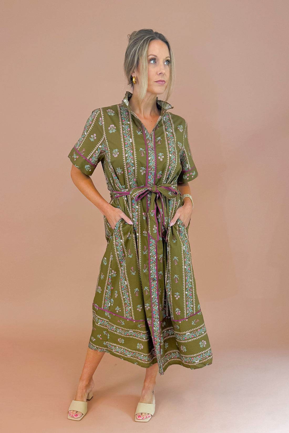 Best Of Both Worlds Brown &amp; Purple Floral Printed Midi Dress