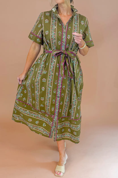Best Of Both Worlds Brown &amp; Purple Floral Printed Midi Dress