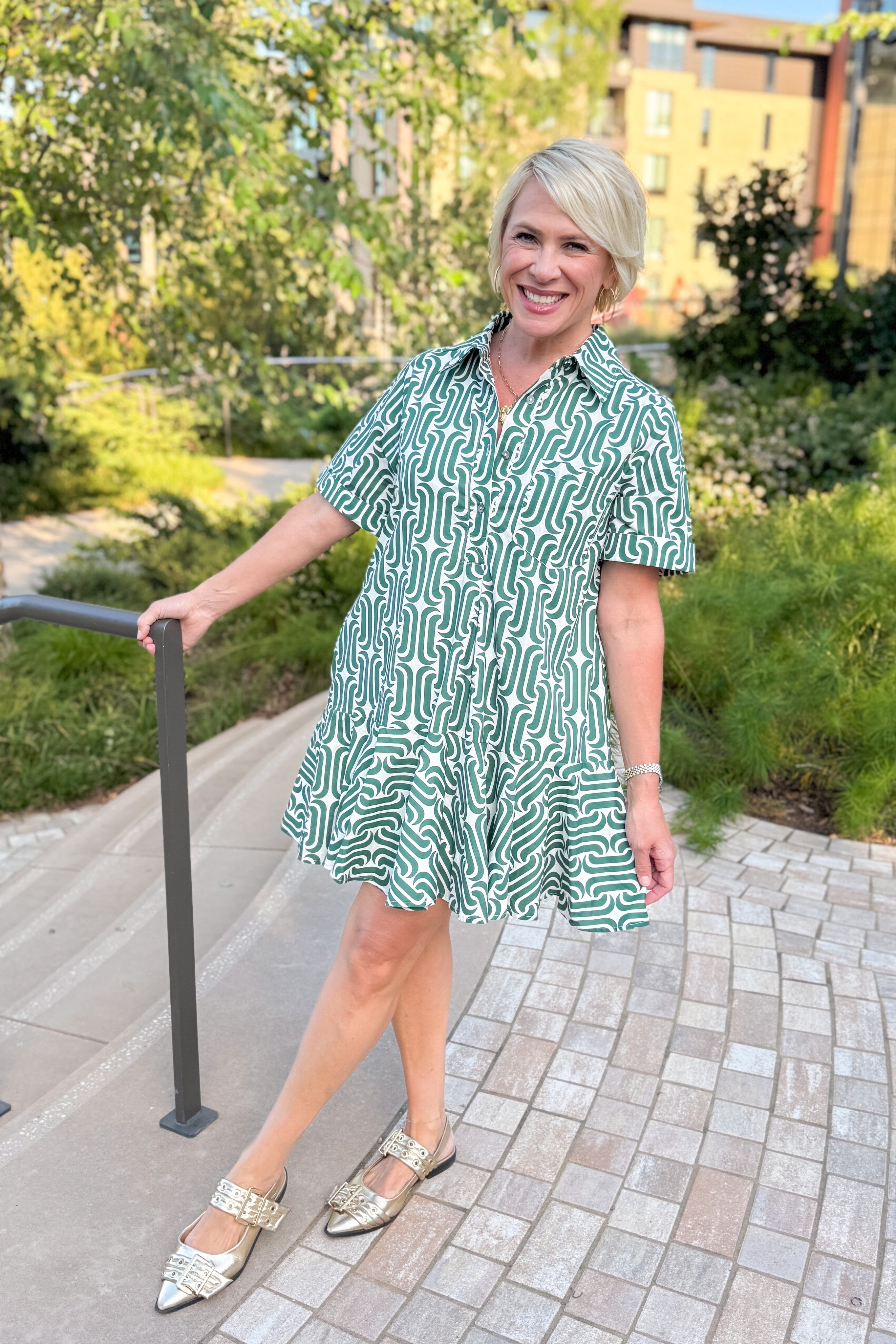 Do The Thing Pine Abstract Print Drop Waist Dress by Entro