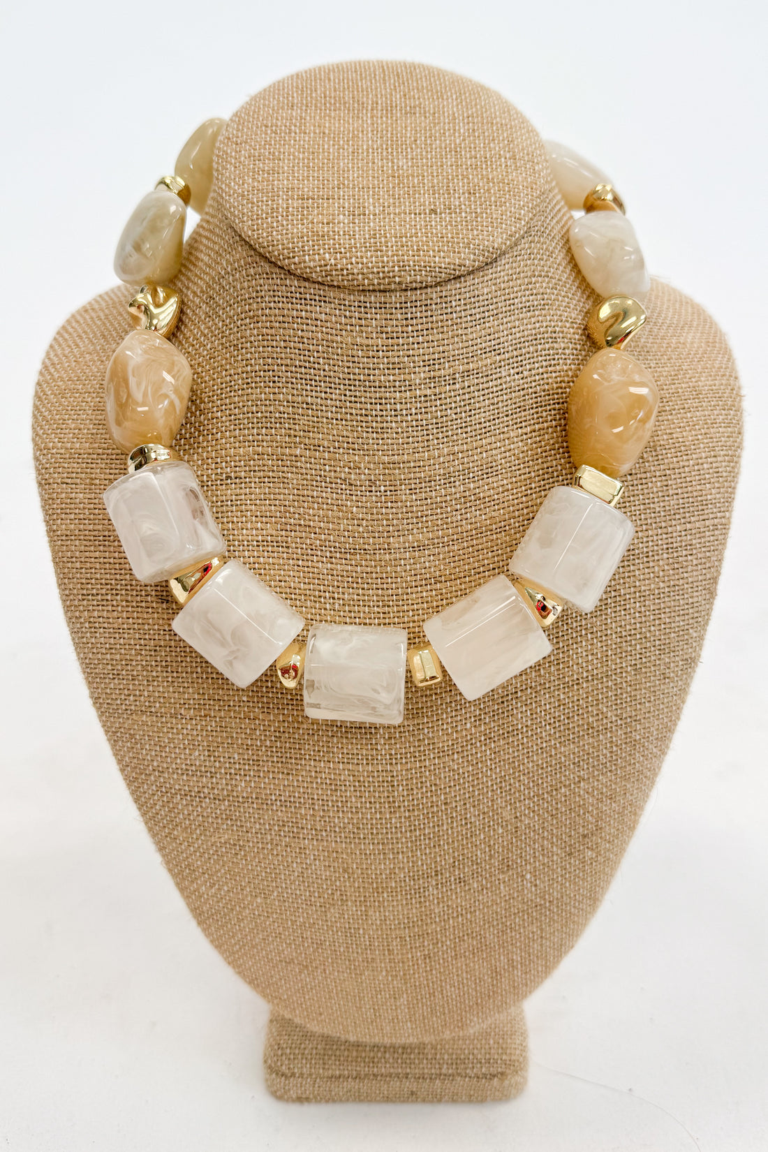 Gracen Marble Pebble And Tube Necklace