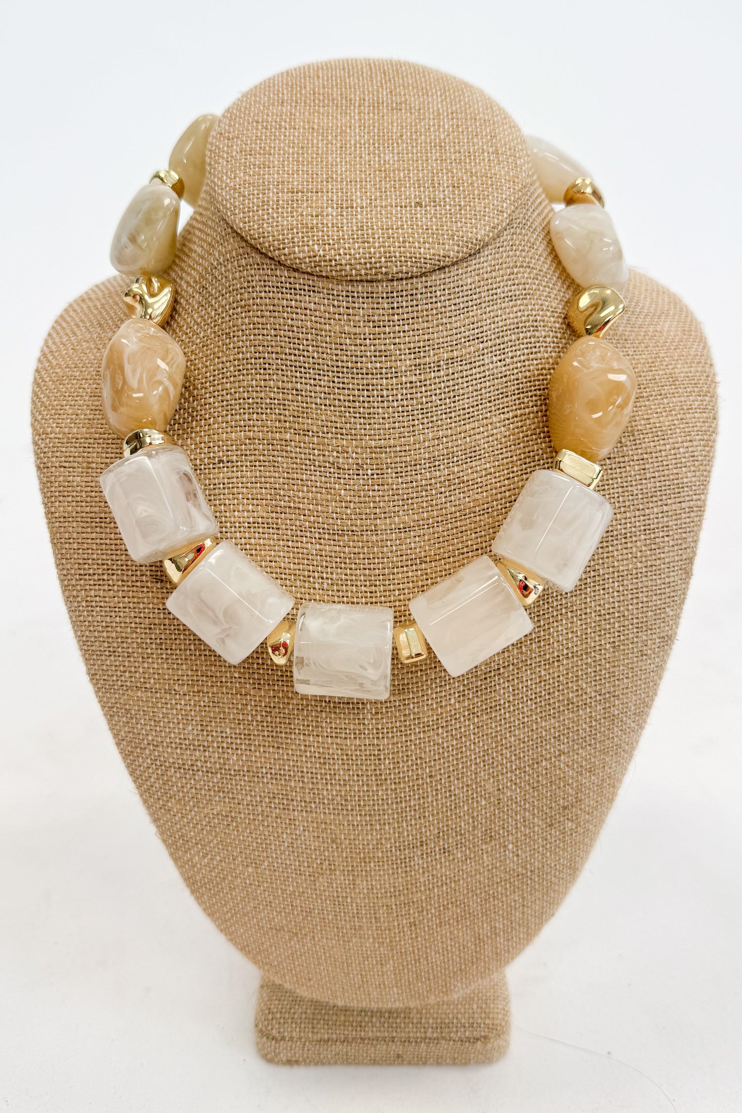 Gracen Marble Pebble And Tube Necklace