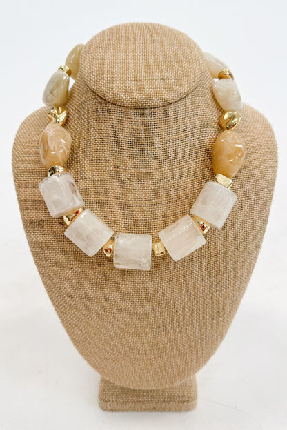 Gracen Marble Pebble And Tube Necklace