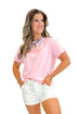 Front view of woman wearing White Utility Pocket Shorts by Just Black Denim with top against white studio background.
