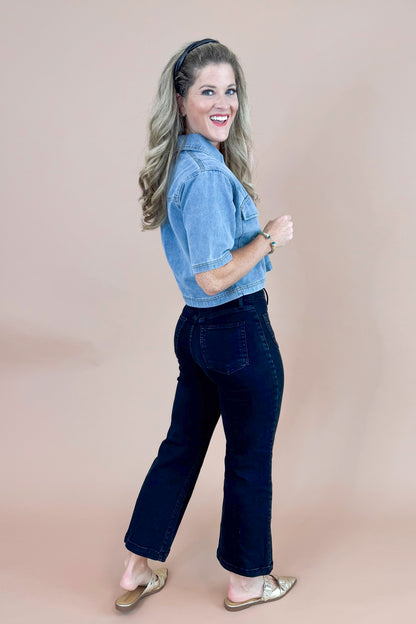 Mug Life Denim Double Pocket Top