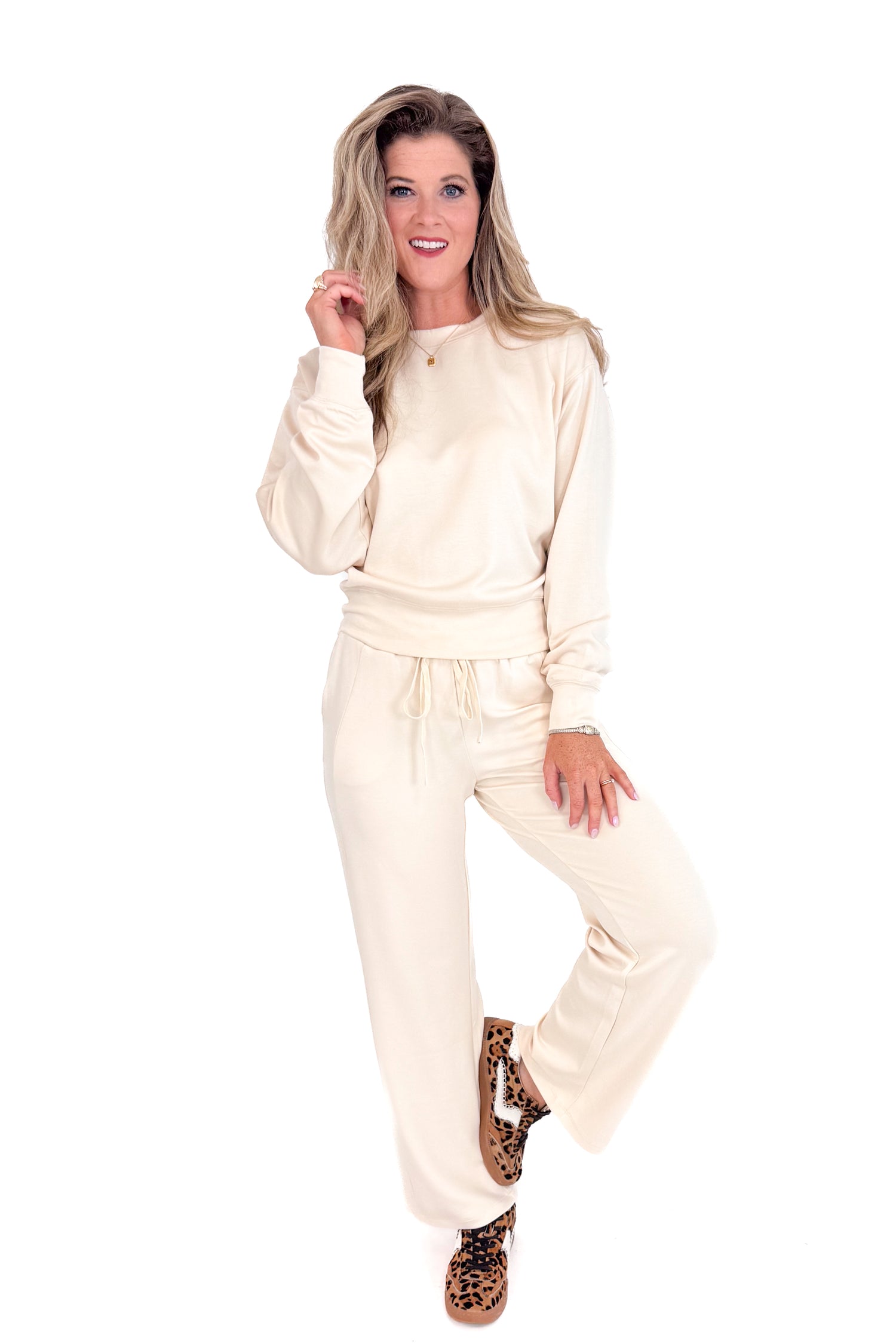 Take It Easy Cream Crew Neck Sweatshirt