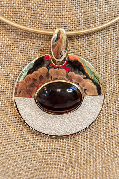 Diana Round Stone Pendant Choker