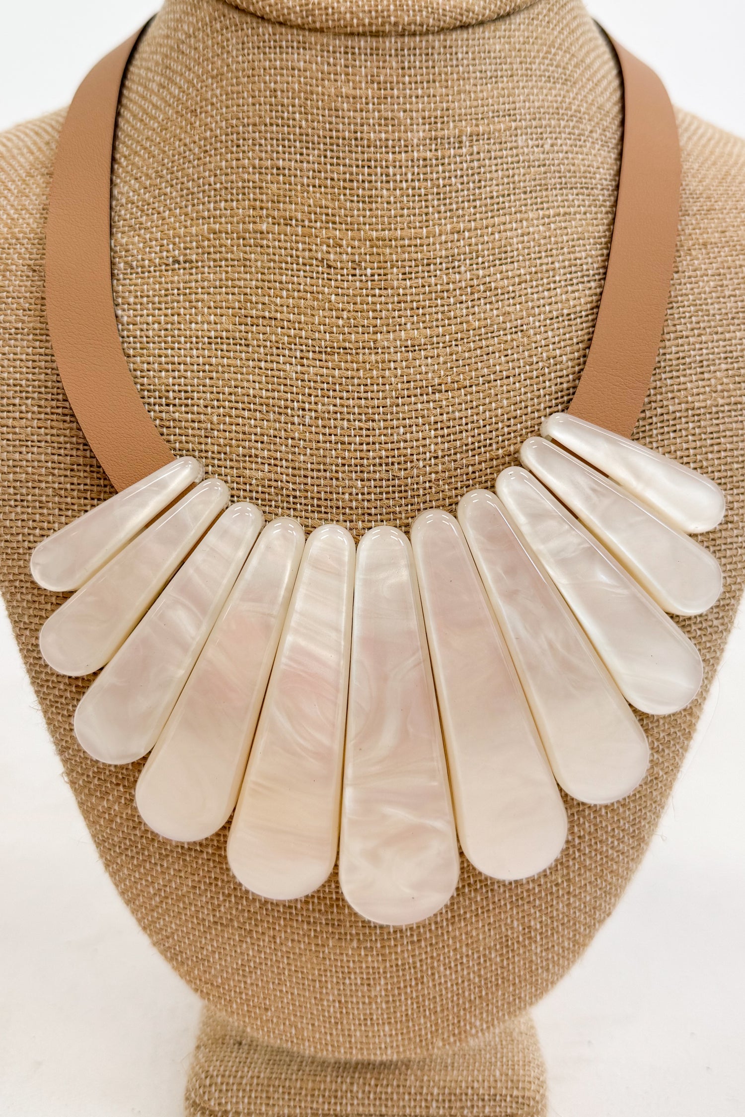 Angel Multi Acetate Bar And Leather Necklace