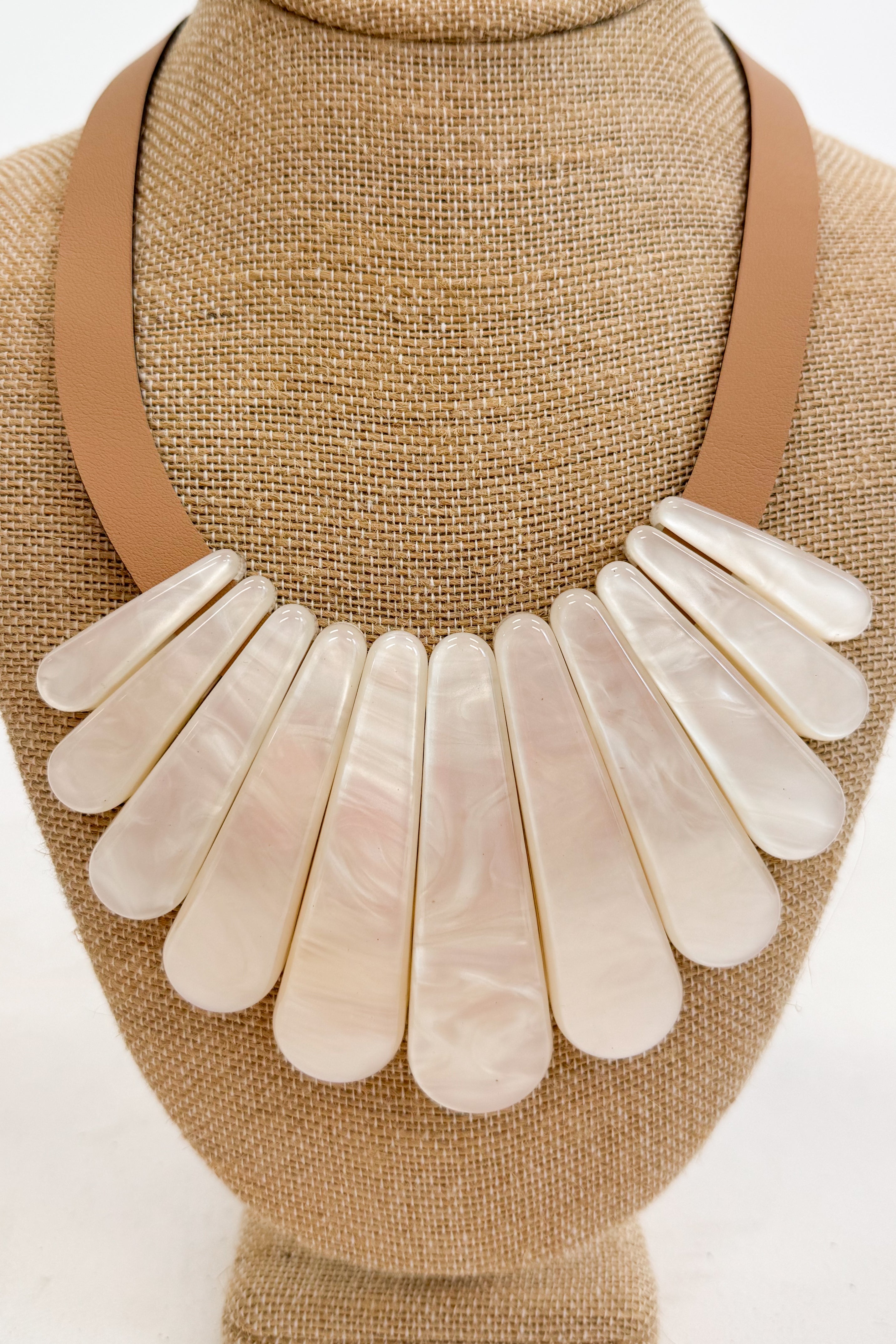 Angel Multi Acetate Bar And Leather Necklace