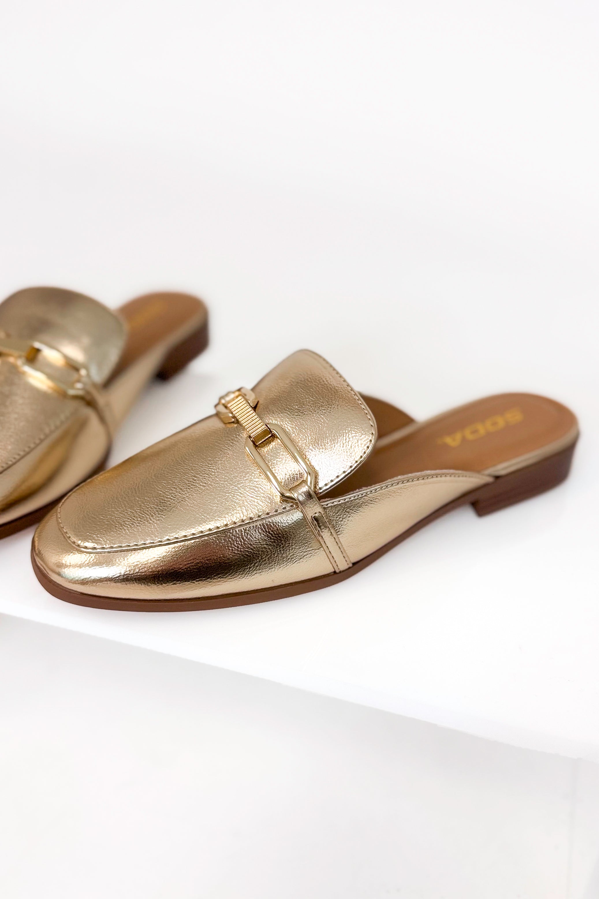 Eleanor Gold Buckle Detail Mules