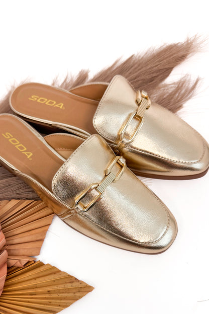 Eleanor Gold Buckle Detail Mules
