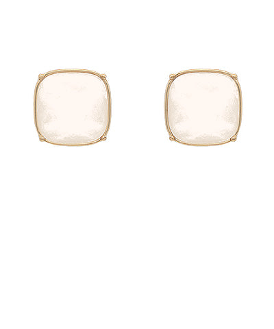 Square Stone Stud Earrings