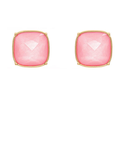 Square Stone Stud Earrings
