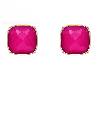 Square Stone Stud Earrings