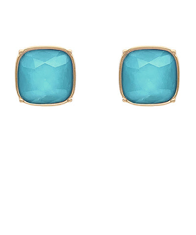 Square Stone Stud Earrings