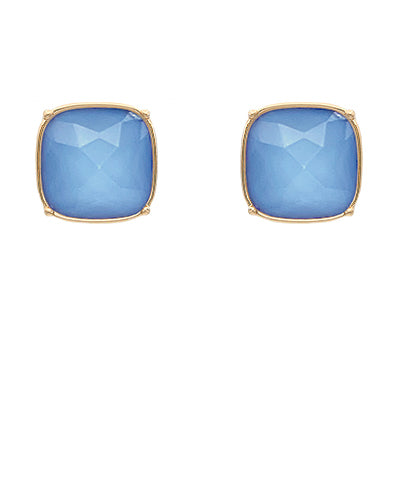 Square Stone Stud Earrings