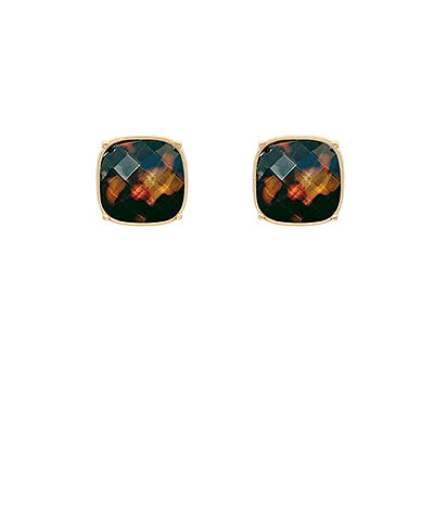 Square Stone Stud Earrings