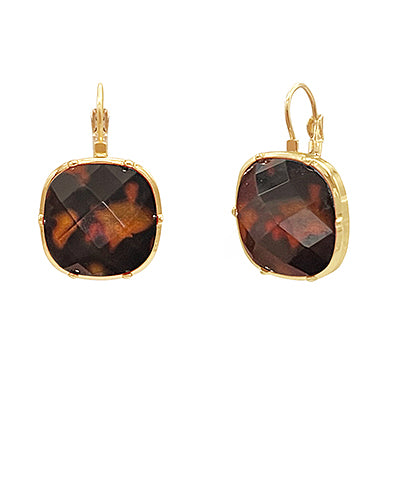 Square Stone Drop Earrings