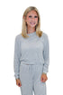 Front view of woman wearing Swagger Boutique’s Eclipse Classic Stripe Pants by Z Supply with Long Sleeve Top against white studio background.